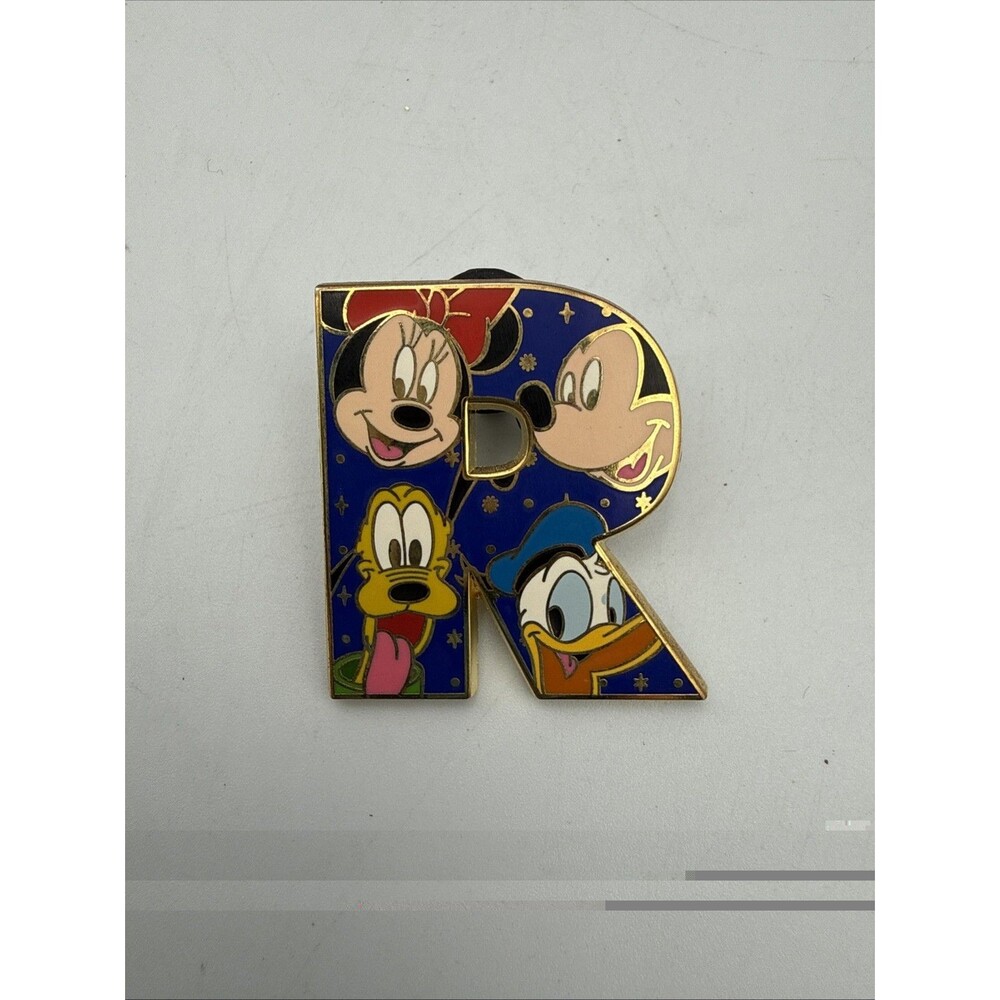 Disney Alphabet Stars Letter “ R” Pin 2011 Mickey Minnie Pluto Donald Blue